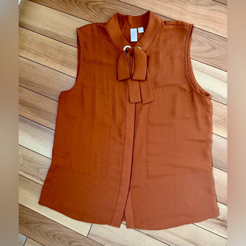 Mile End Sleeveless Blouse – Size L – Chic Tie Neck – Excellent Condition